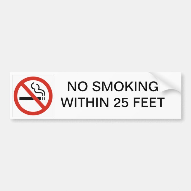 NO SMOKING WITHIN 25 FEET BUMPER STICKER (Front)