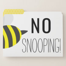 "No Snooping Allowed" Cranky Bee Fun File Folders