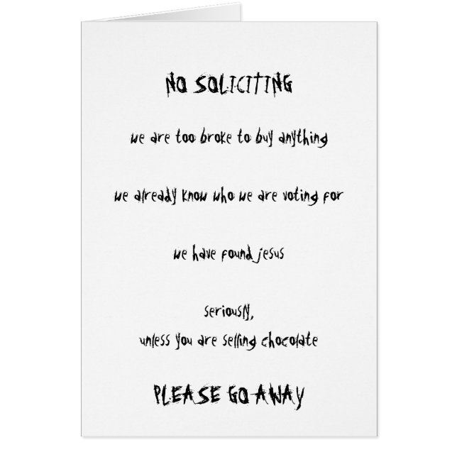 No Soliciting (Front)