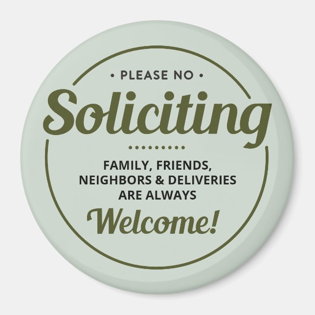 No Soliciting (editable) Front Door Entrance Magnet (Front)