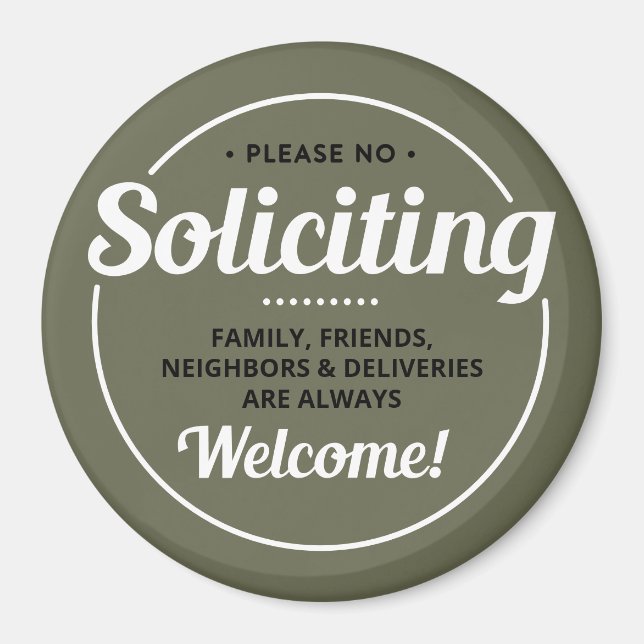 No Soliciting (editable) Front Door Entrance Magnet (Front)