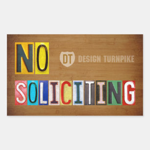 No Soliciting License Plate Letter Sign Sticker