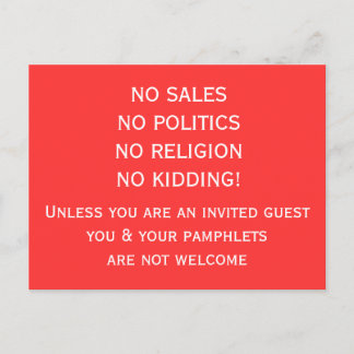 No soliciting Postcard