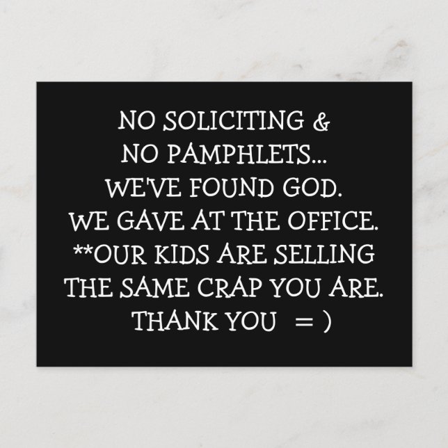 no soliciting postcard (Front)