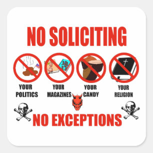 No Soliciting Square Sticker