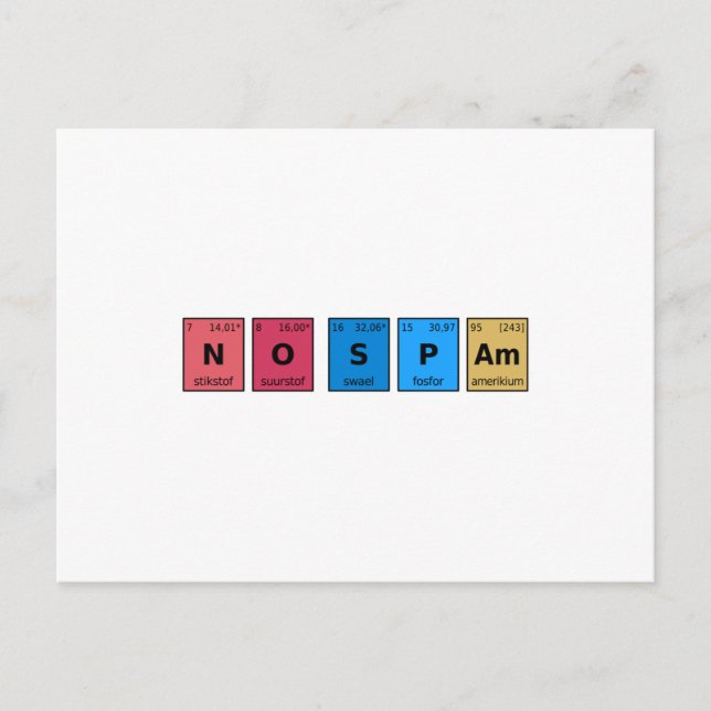 No Spam Periodic Table Postcard (Front)
