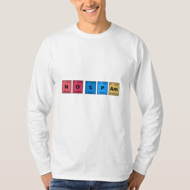 No Spam Periodic Table T-Shirt (Front)