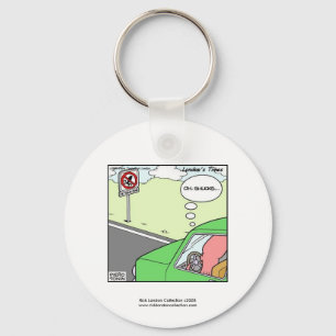 No Squid Zone Hilarious Cartoon Keychain