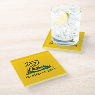No step on snek memes Gadsden parody SnekRight Glass Coaster