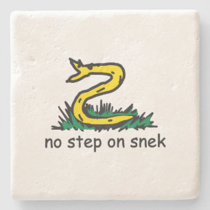 No step on snek memes Gadsden parody SnekRight Stone Coaster