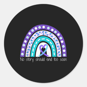No Story Should End Suicide Awareness Leopard Rain Classic Round Sticker