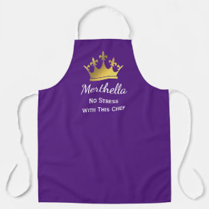 NO STRESS CHEF Personalised Add Logo PURPLE Apron
