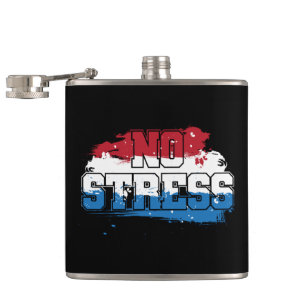 No Stress - Red White Blue Positive Mindset Hip Flask