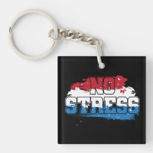 No Stress - Red White Blue Positive Mindset Key Ring