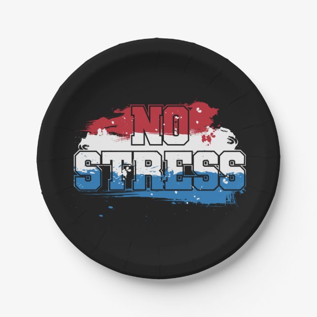No Stress - Red White Blue Positive Mindset Paper Plate (Front)