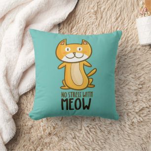 No Stress with Meow Women's Throw Pillow