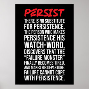 No Substitute For Persistence - Gym, Hustle Poster
