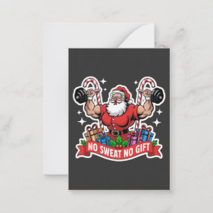 No Sweat No Gift Santa Lifting Dumbbells Bodybuild Card