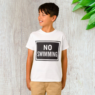 No Swimming Sign Bold Black and White Warning T-Shirt