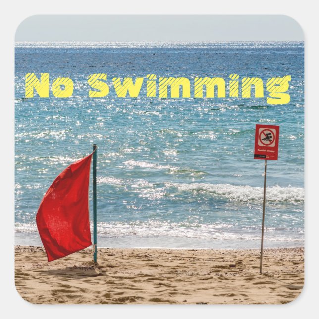 No Swimming Square Sticker (Front)