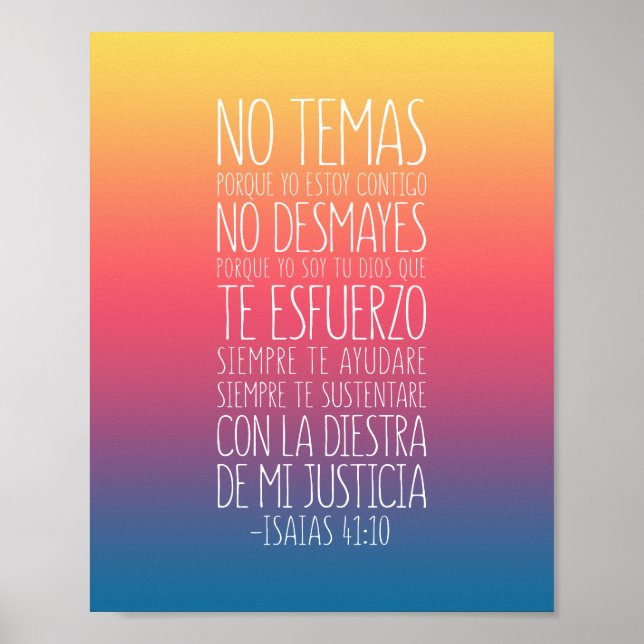 No Temas, Porque Yo Estoy Contigo, Isaías 41:10 Poster (Front)