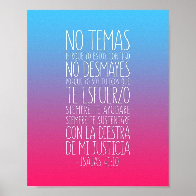 No Temas, Porque Yo Estoy Contigo, Isaías 41:10 Poster (Front)
