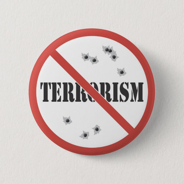 no terrorism 6 cm round badge (Front)