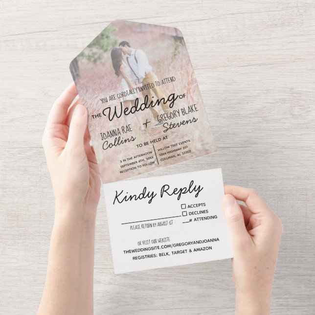 No Theme, Just Love All in One Wedding Invitation (Tearaway)