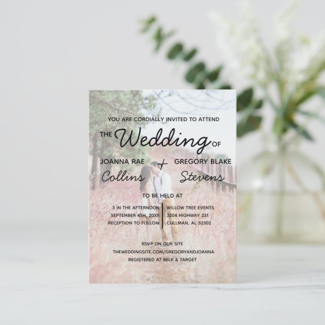 No Theme, Just Love Wedding Invitation Postcard (Standing Front)