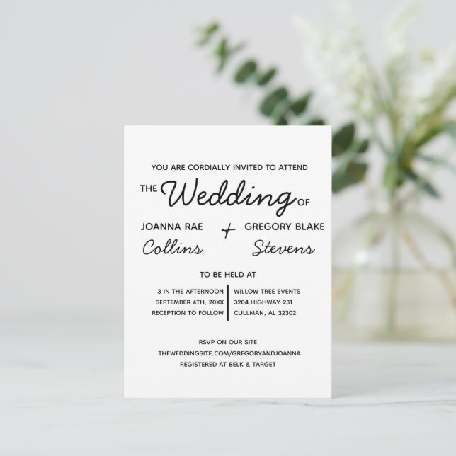 No Theme, Just Love Wedding Invitation Postcard (Standing Front)