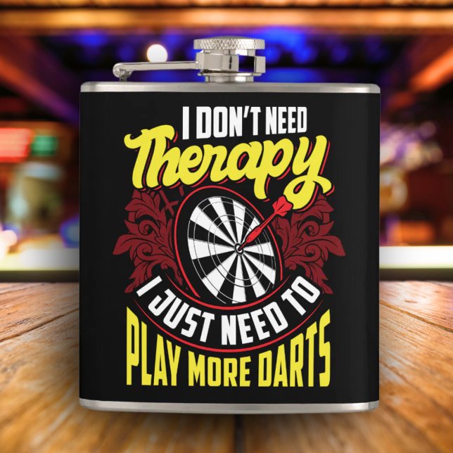 No Therapy Just More Darts Flask 6 oz. (Creator Uploaded)