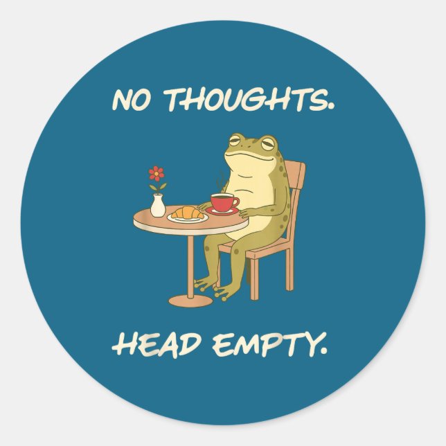 No Thoughts Head Empty Frog Funny Gen Z Meme Brain Classic Round Sticker (Front)