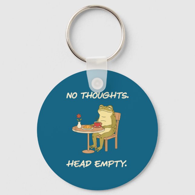 No Thoughts Head Empty Frog Funny Gen Z Meme Brain Key Ring (Front)