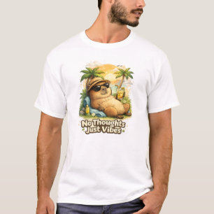 No Thoughts Just Vibes Capybara – Funny Chill T-Shirt