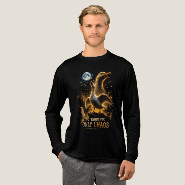 No Thoughts Only Chaos Funny Goose Gift Tri-Blend Shirt (Full Front)