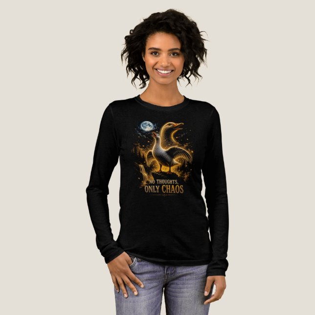 No Thoughts Only Chaos Funny Goose Gift Tri-Blend Shirt (Full Front)