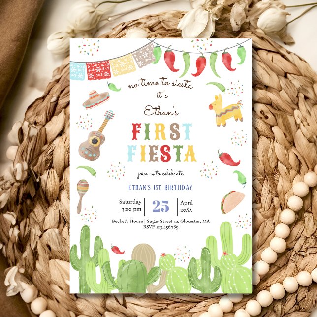 No time to siesta fiesta mexican first birthday invitation (Creator Uploaded)