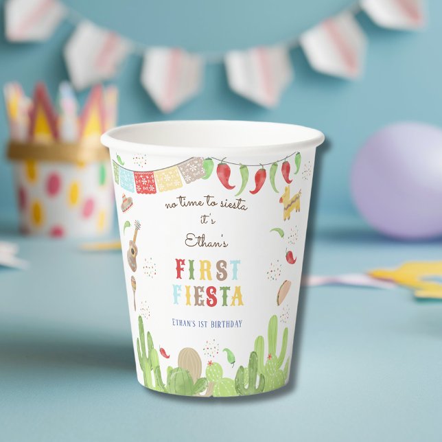 No time to siesta fiesta mexican first birthday paper cups (Creator Uploaded)