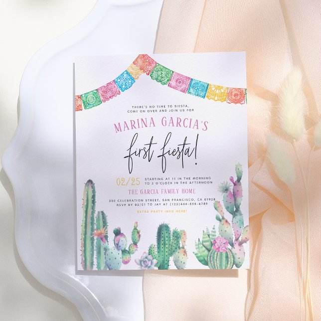 No Time To Siesta First Fiesta Girl Birthday Party Postcard (Creator Uploaded)