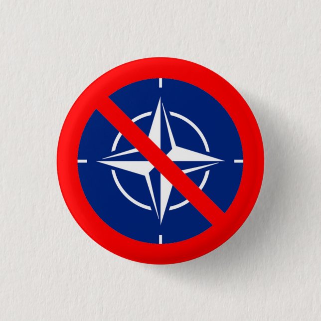 No to NATO 3 Cm Round Badge (Front)