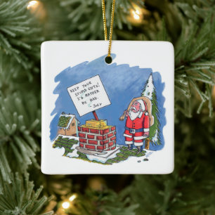 No To Santa square ceramic ornament