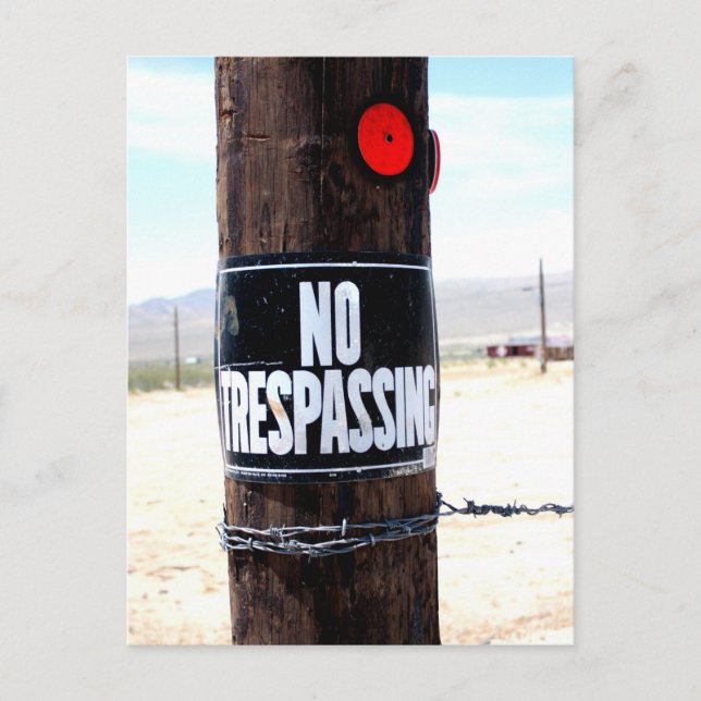 No Trespassing Reflector Postcard (Front)