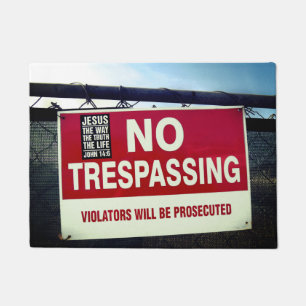 NO TRESPASSING Sign and ... Doormat