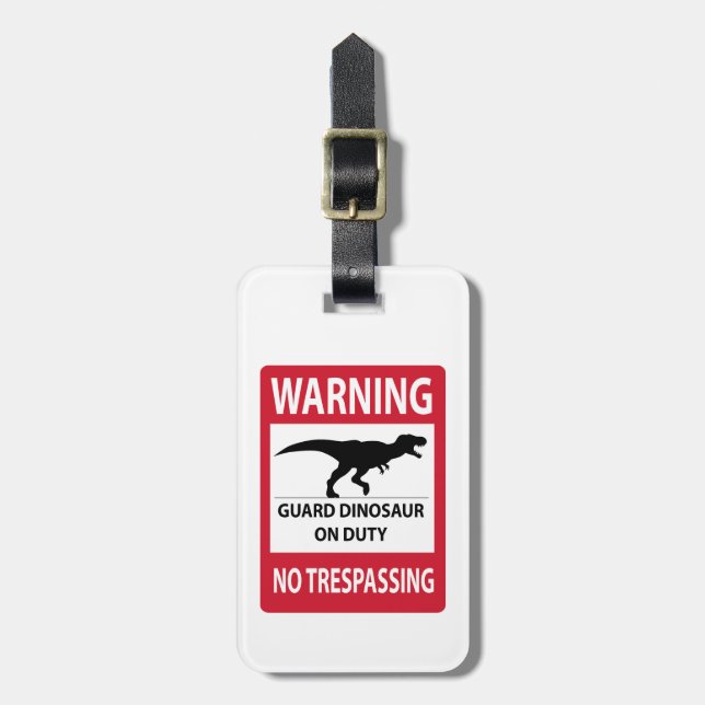 No Trespassing (T-Rex) Sign Luggage Tag (Front Vertical)