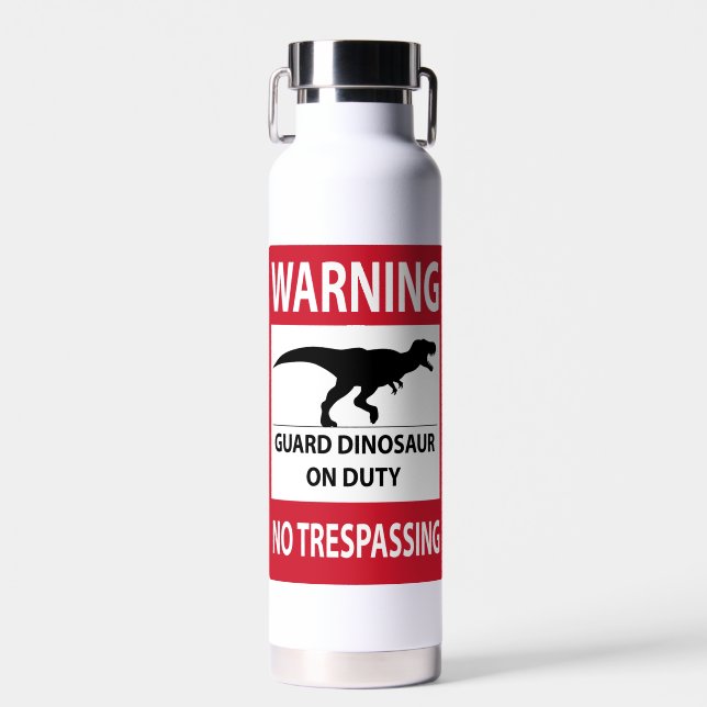 No Trespassing (T-Rex) Sign Water Bottle (Front)