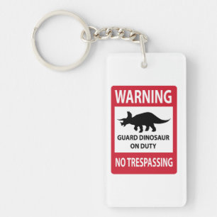 No Trespassing (Triceratops) Sign Key Ring