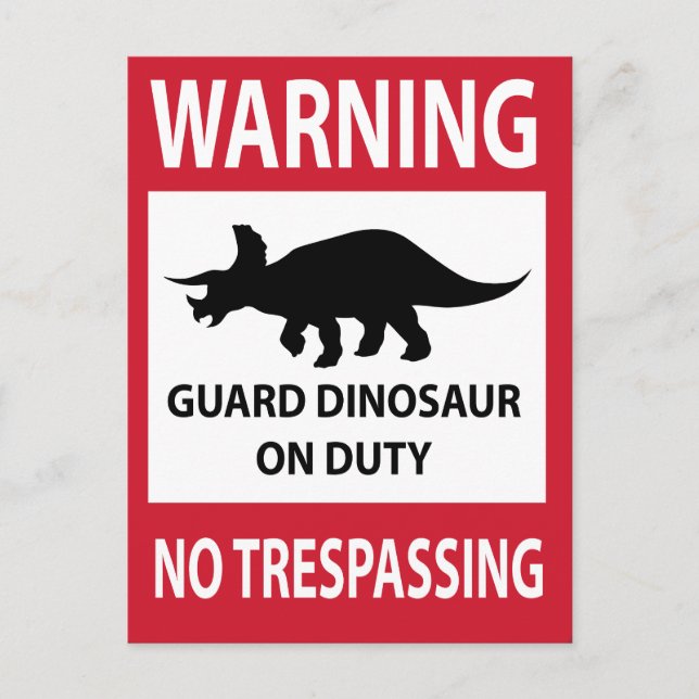 No Trespassing (Triceratops) Sign Postcard (Front)
