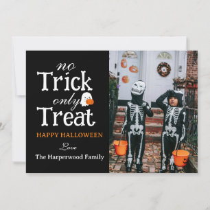 No Trick Only Treat Spooky Halloween family Photo  Holiday Card