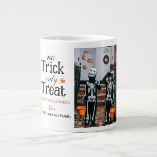 No Trick Only Treat Spooky Halloween family Photo Large Coffee Mug