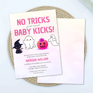 No Tricks Just Baby Kicks Halloween Baby Shower  Invitation